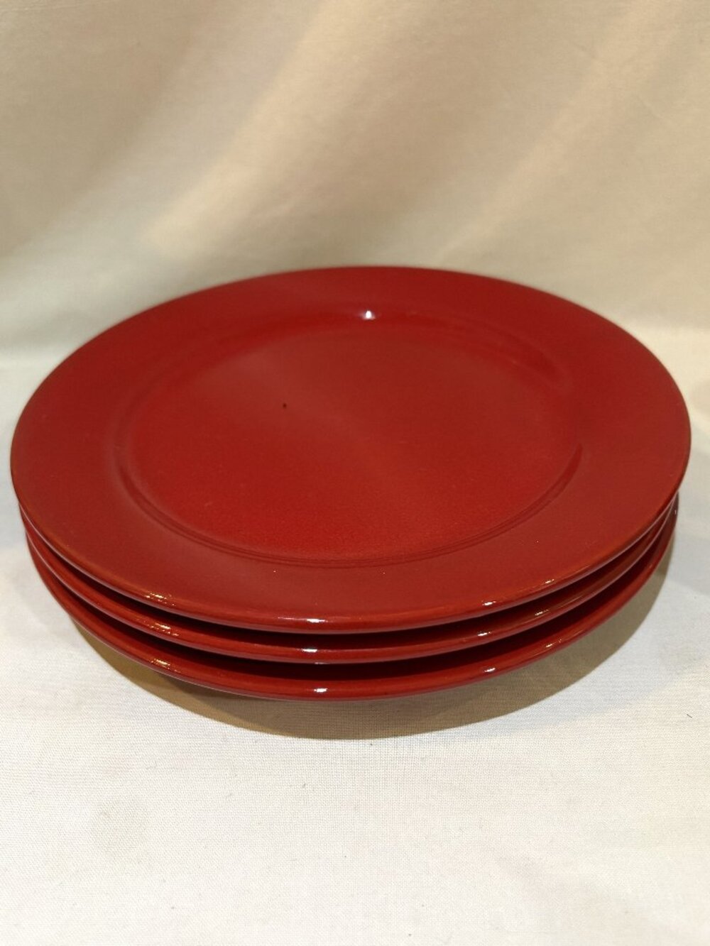 Set of 3 Waechtersbach Fun Factory Solid Red Salad Dessert Plates 8 1/4" Germany